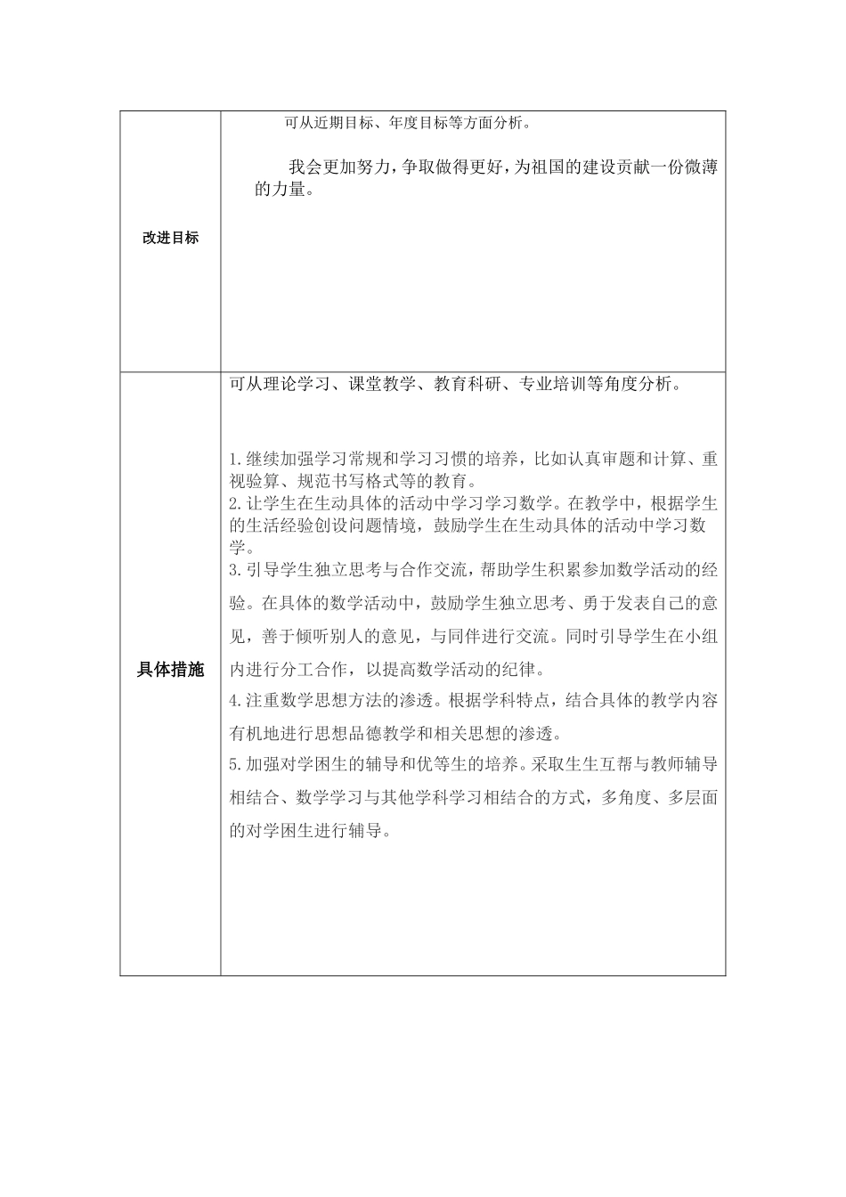 个人教学问题改进计划模板_第2页