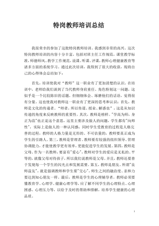 特岗教师培训总结-