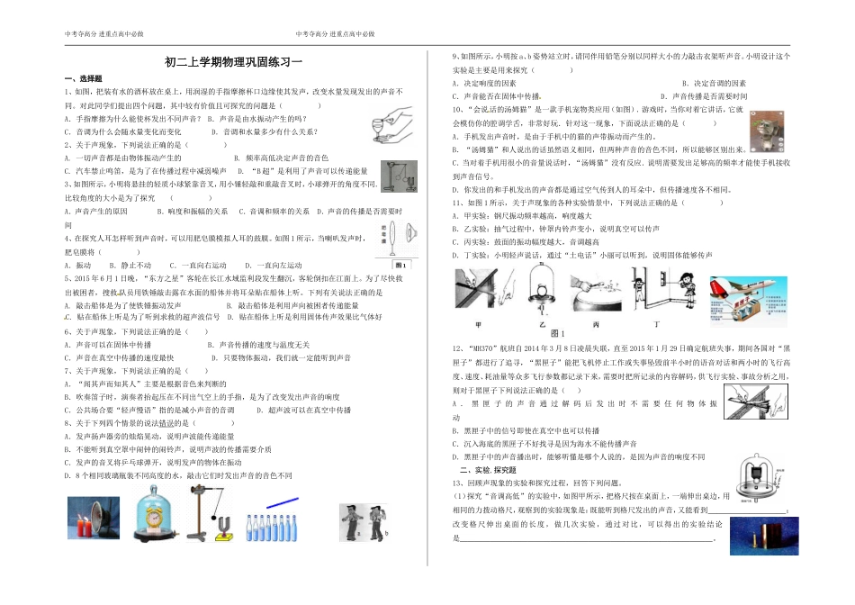 巩固练习（声现象）_第1页