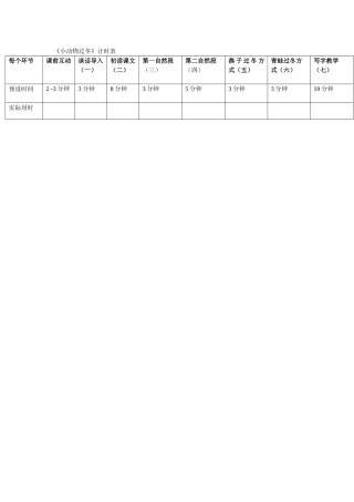 《小动物过冬》计时表