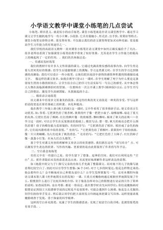 小学语文教学中课堂小练笔的几点尝试