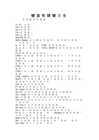 键盘快捷键大全