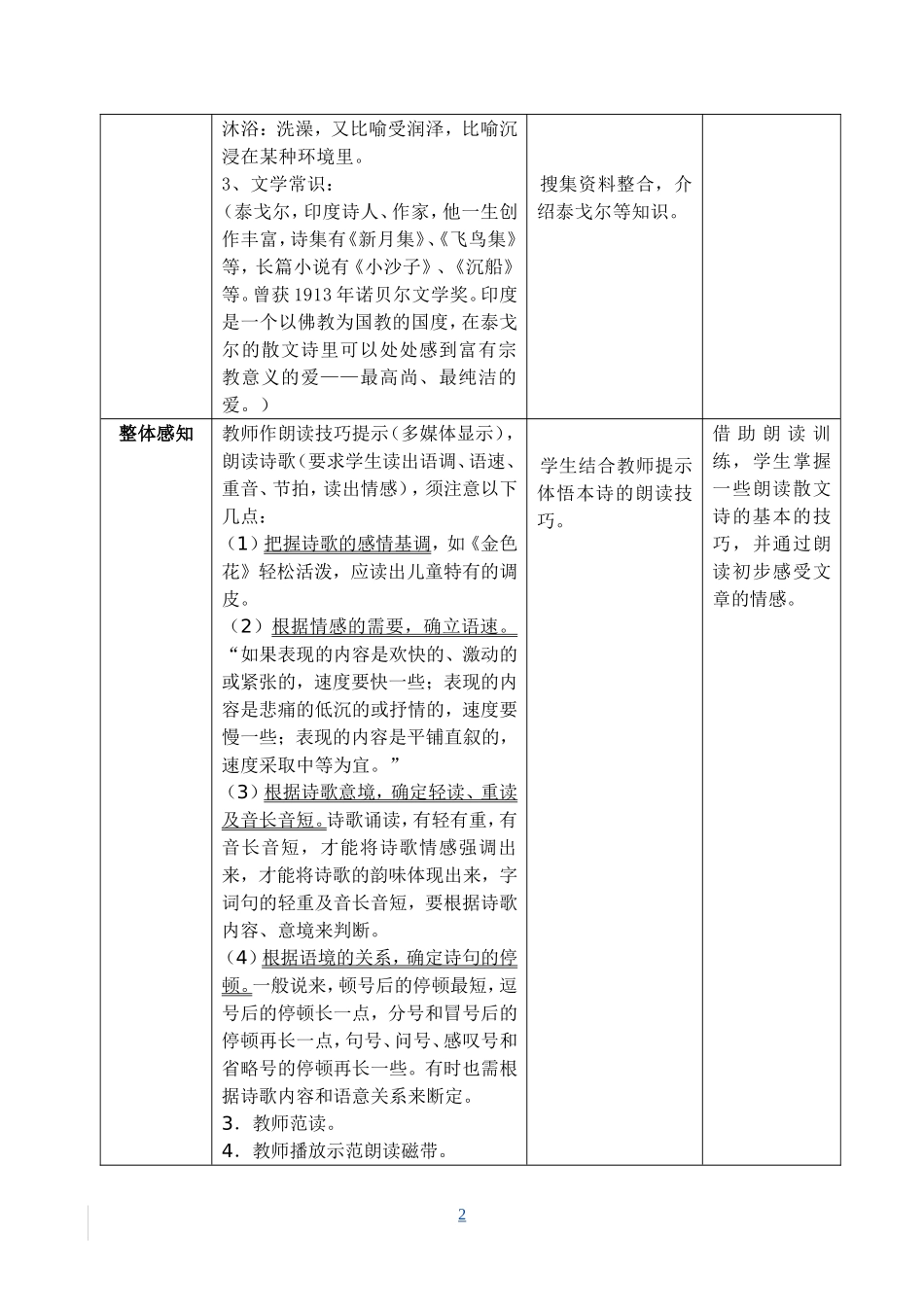 七上第四课《散文诗两首》教学设计_第2页