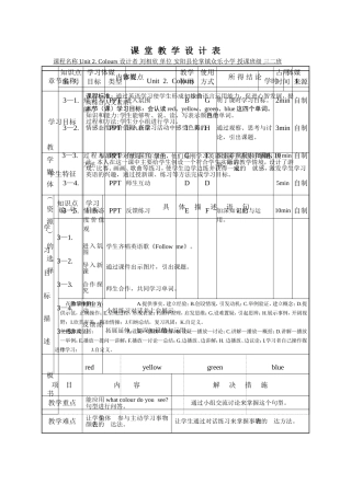 《Colours》课堂教学设计表
