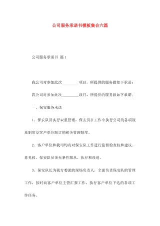 公司服务承诺书模板集合六篇