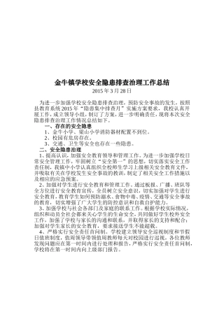 金牛镇安全隐患排查治理总结