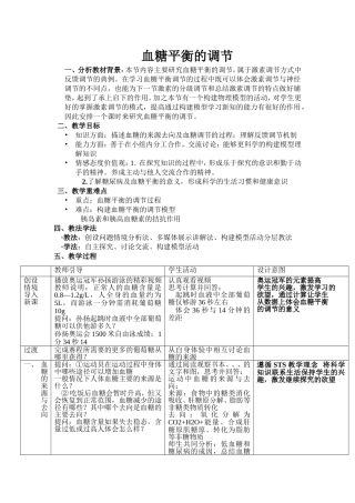 血糖平衡的调节