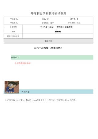 二元一次方程全面培优典型例题