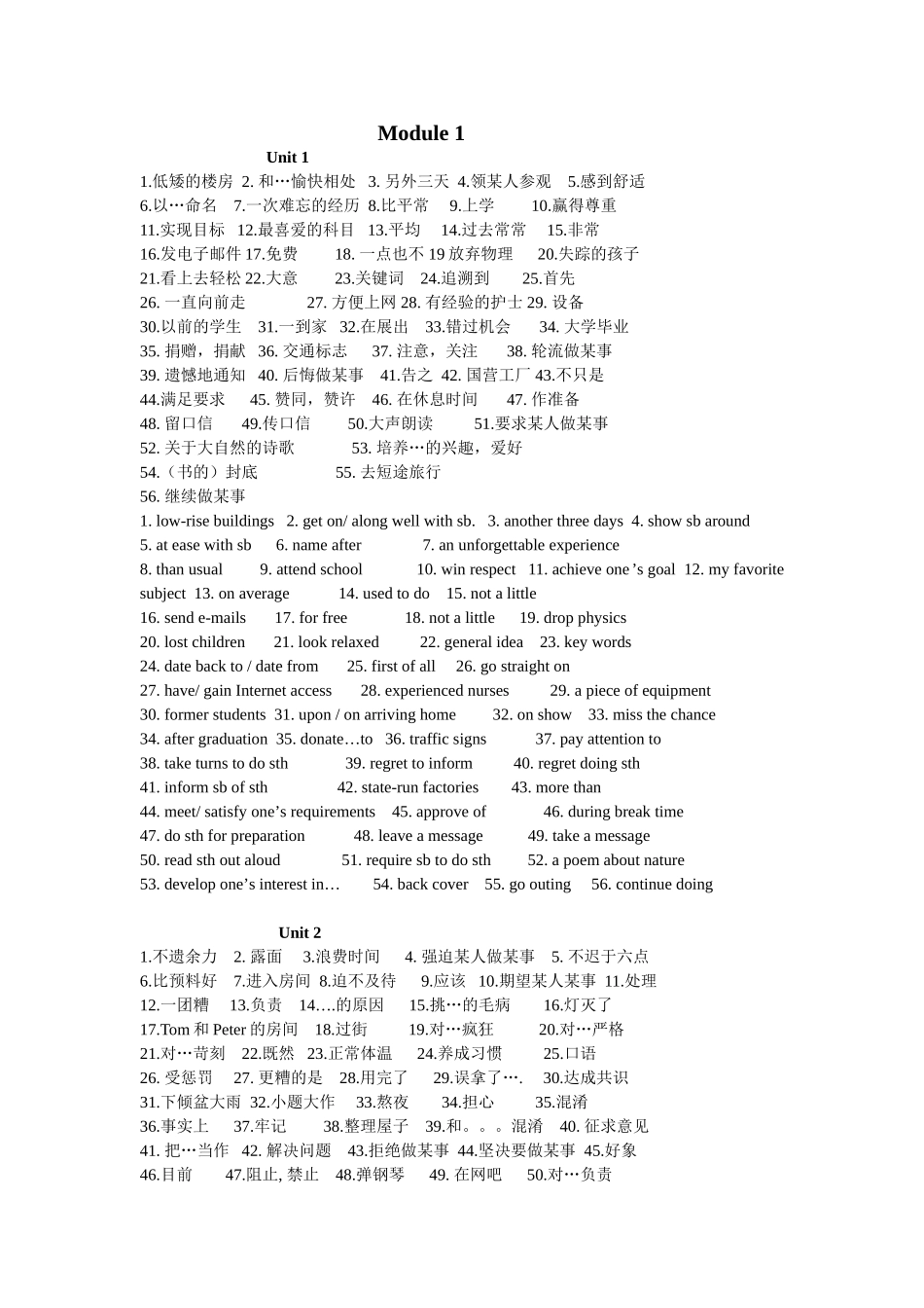 译林版牛津高中英语短语复习_第1页