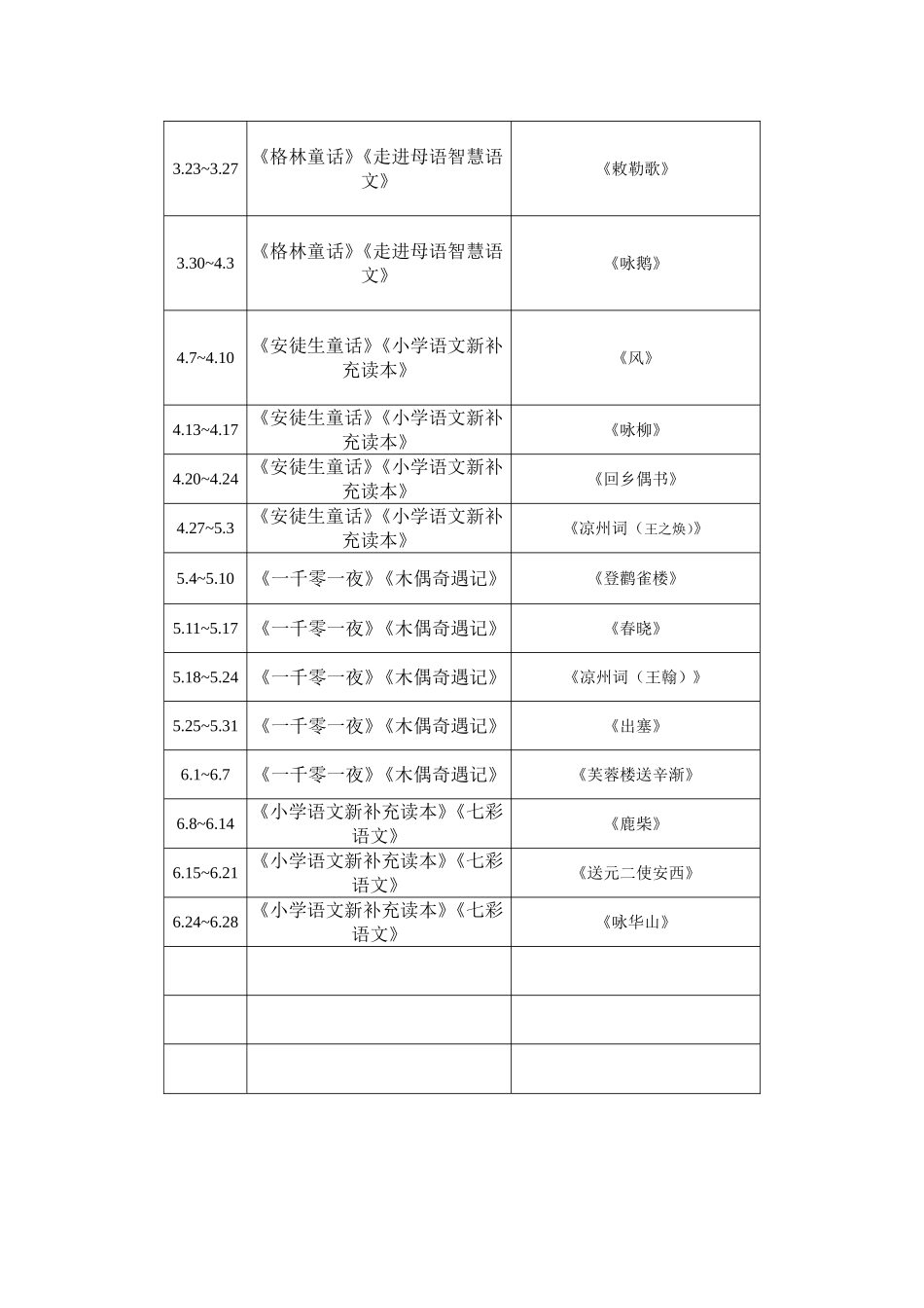 一年级语文课外阅读计划_第2页