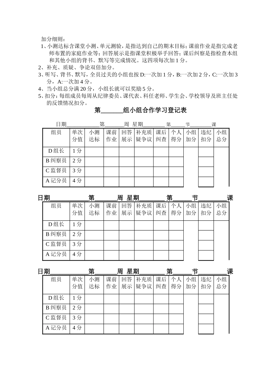 小组合作学习登记表_第1页