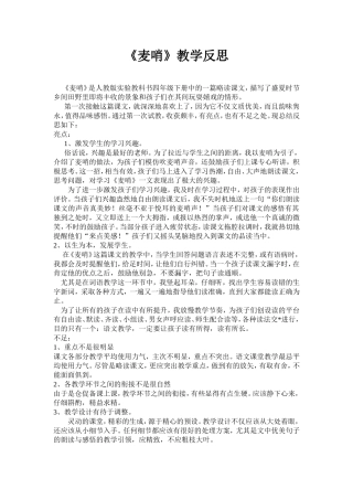 麦哨教学反思