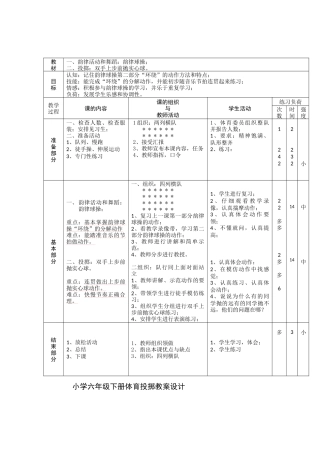 小学六年级下册投掷实心球教案设计