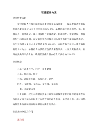 营养配餐方案