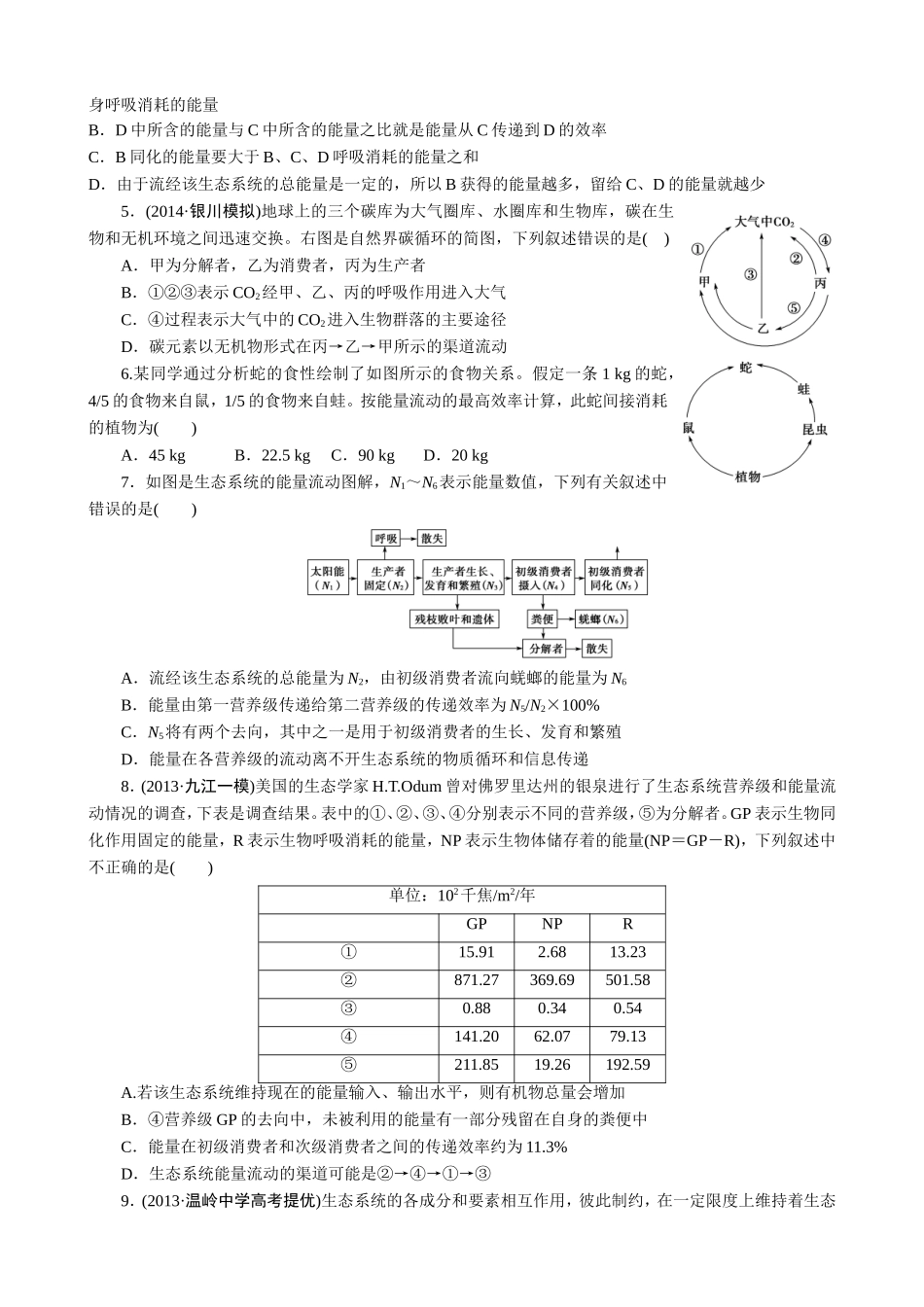 生态系统的能量流动和物质循环（一轮复习课堂达标）_第3页