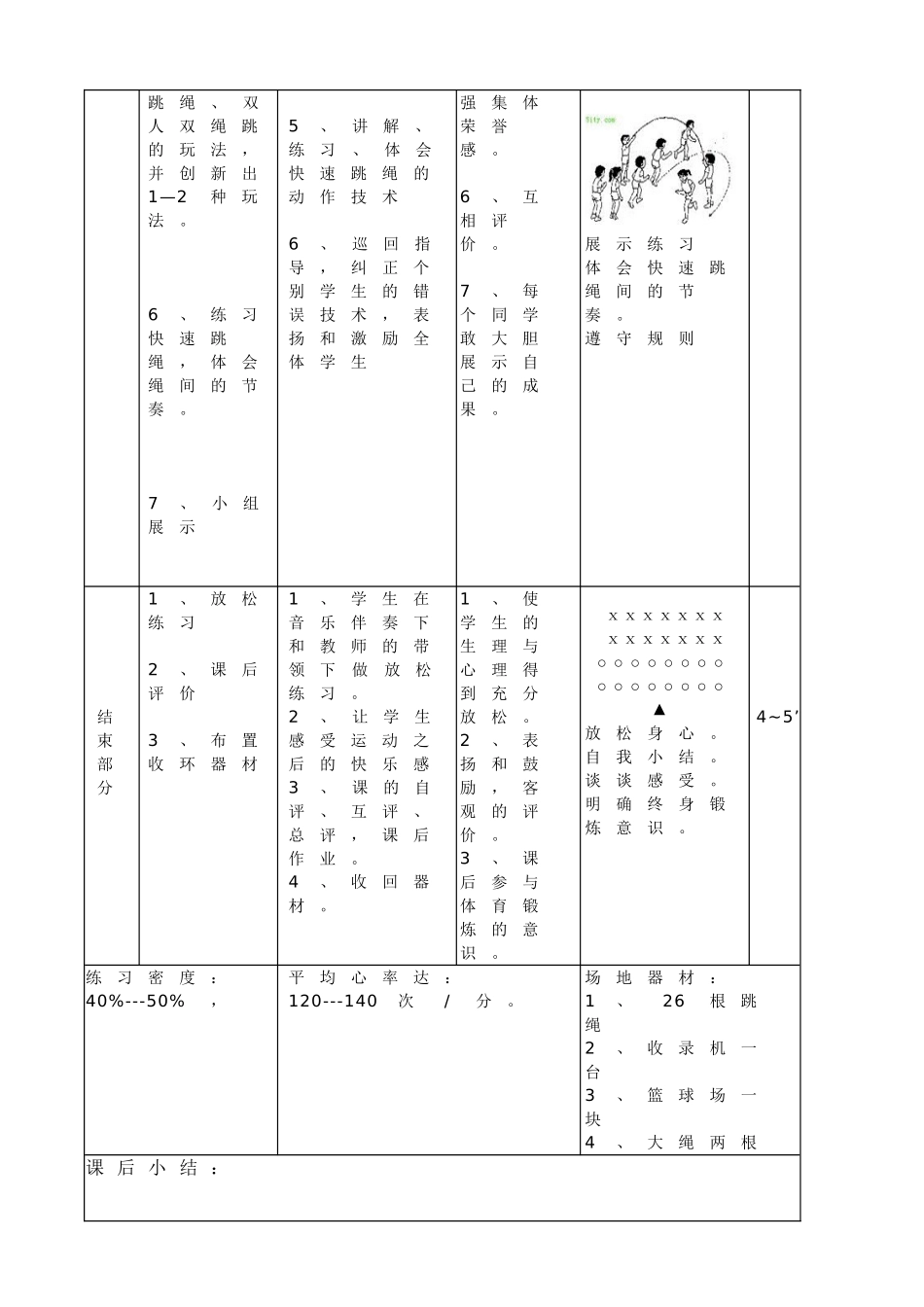 体育课高三年级跳绳教学设计_第3页