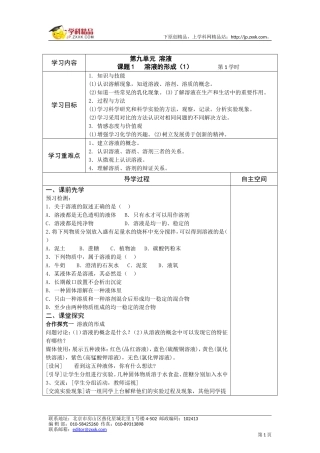 第九单元溶液学案