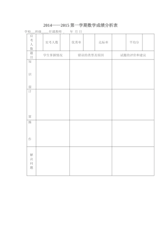 小学数学期末成绩分析