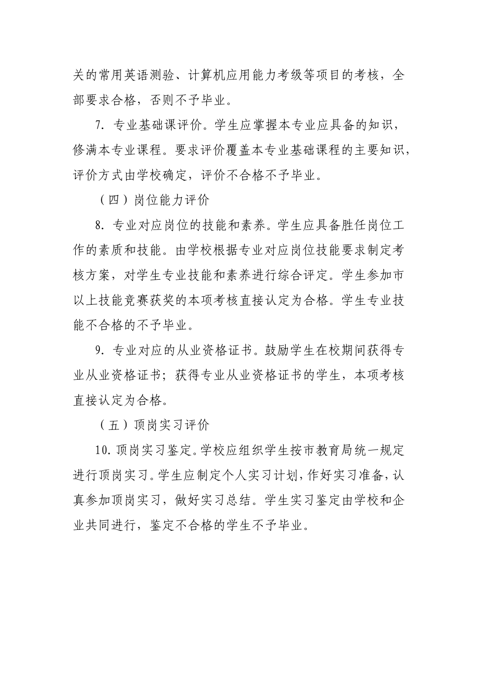 长沙市中等职业学校学生毕业合格标准_第3页