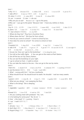 五年级下册单词四会