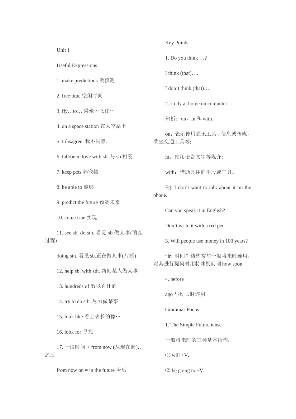 八年级下册英语复习提纲_第1页