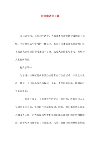 公司承诺书3篇（二）
