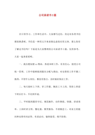 公司承诺书3篇（一）