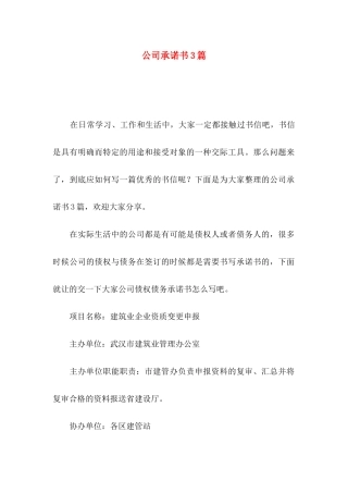 公司承诺书3篇
