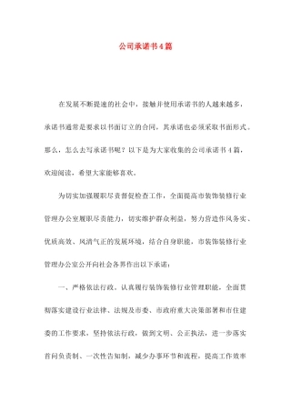公司承诺书4篇