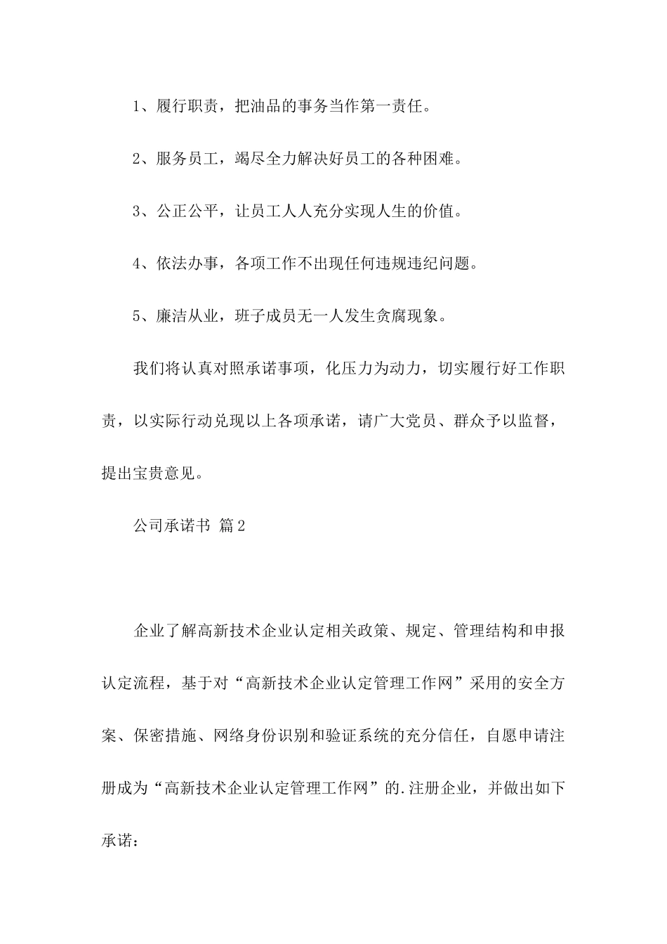 公司承诺书5篇_第3页