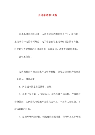 公司承诺书15篇