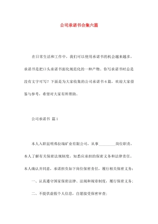 公司承诺书合集六篇 (2)