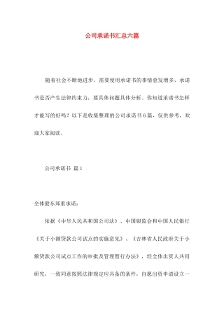 公司承诺书汇总六篇 (2)