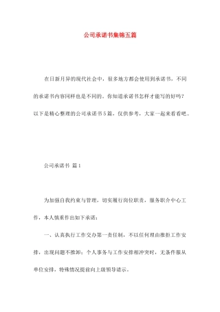 公司承诺书集锦五篇