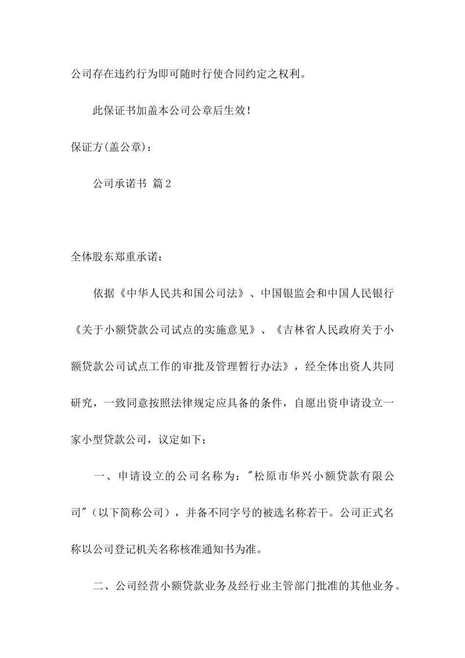 公司承诺书模板汇编7篇_第3页