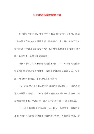 公司承诺书模板集锦七篇