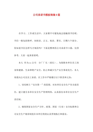 公司承诺书模板锦集9篇