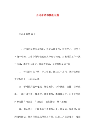 公司承诺书模板九篇 (2)