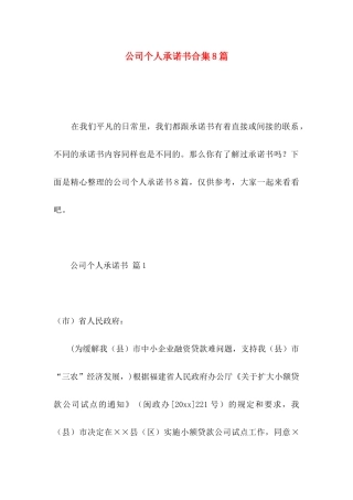 公司个人承诺书合集8篇