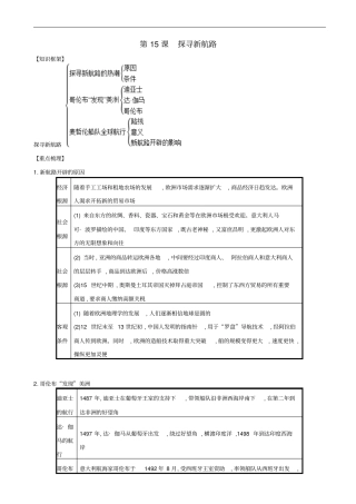 【人教部编版】九年级历史上册知识点总结：第15课_探寻新航路