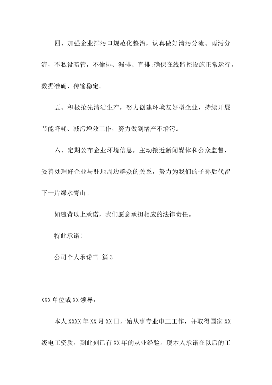 公司个人承诺书集合七篇_第3页