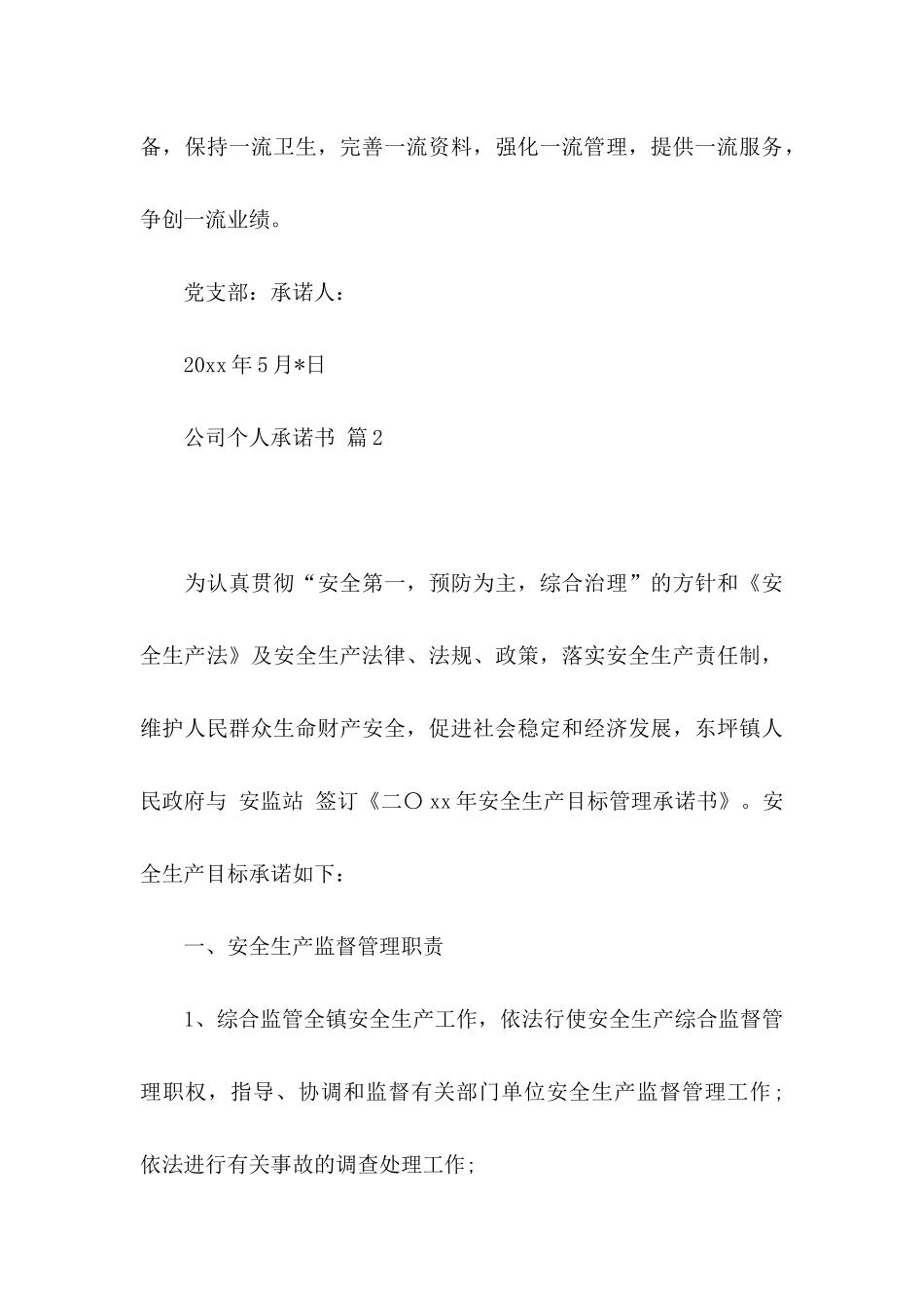 公司个人承诺书模板汇编九篇_第3页