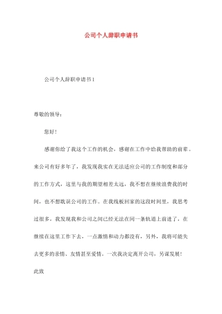公司个人辞职申请书 (2)