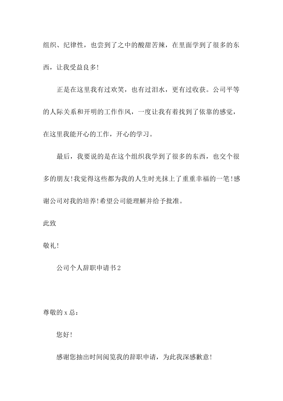 公司个人辞职申请书(15篇) (2)_第2页