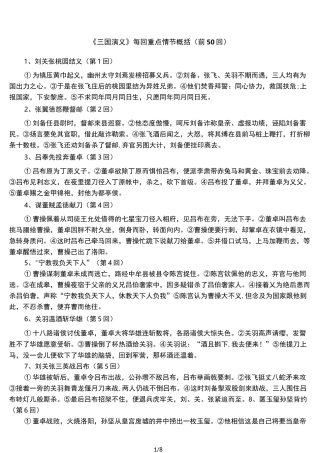 《三国演义》每回重点情节概括(前50回)
