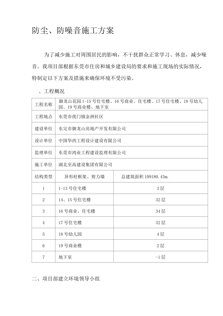 施工防尘、防噪音施工方案_第1页
