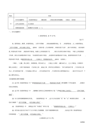 【全国通用】2020版高考语文一轮复习晨读晚背册子_第11周_含解析