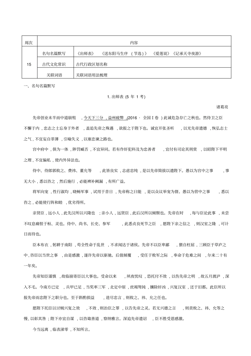 【全国通用】2020版高考语文一轮复习晨读晚背册子_第15周_含解析_第1页