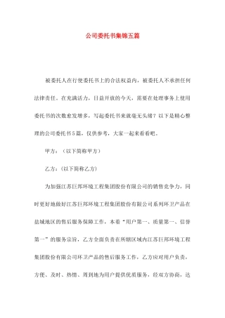 公司委托书集锦五篇