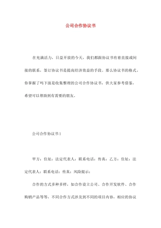 公司合作协议书 (2)